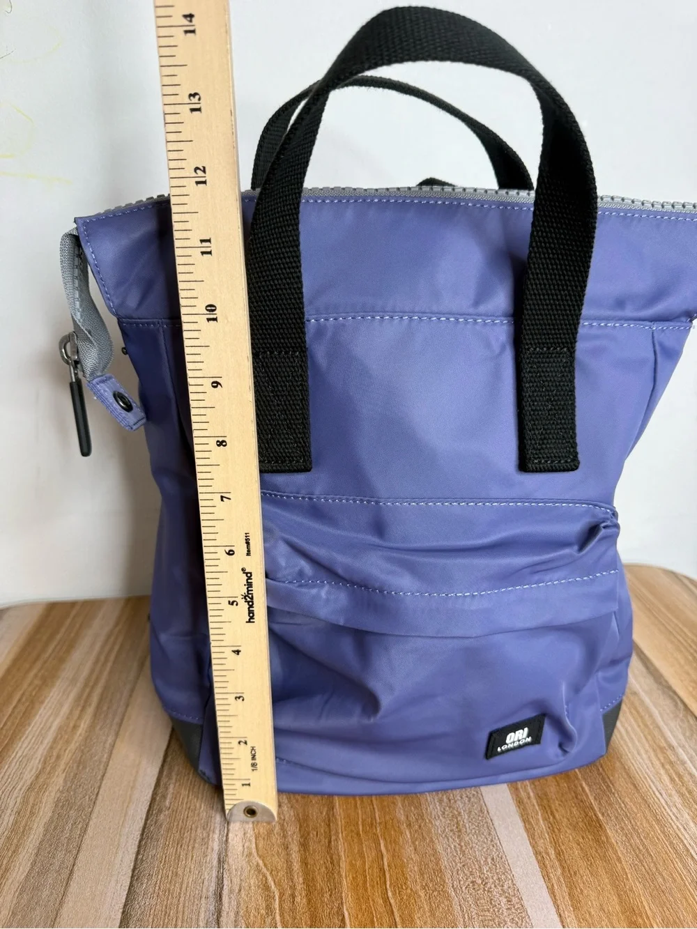Ori London Bantry B Small Tote Backpack Recycled Nylon Wide Mouth Dusted Peri